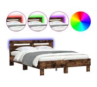 (smoked oak, 120 x 200 cm) vidaXL Bed Frame with Headboard and LED Bed Base Bedstead Matress Foundation