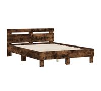 (smoked oak, 120 x 200 cm) vidaXL Bed Frame with Headboard Bed Base Mattress Foundation Engineered Wood