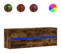 (smoked oak, 130 x 31 x 45 cm/ 1 pcs) vidaXL TV Wall Cabinet with LED Lights TV Unit Wall Mounted Cabinet