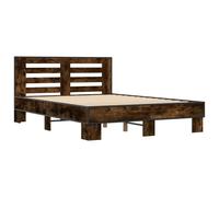 (smoked oak, 135 x 190 cm) vidaXL Bed Frame Home Bed Base Sonoma Oak 90x200 cm Engineered Wood and Metal