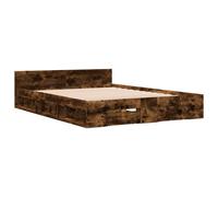(smoked oak, 135 x 190 cm) vidaXL Bed Frame with Drawers Bed Base Smoked Oak 200x200 cm Engineered Wood