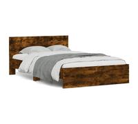 (smoked oak, 135 x 190 cm) vidaXL Bed Frame with Headboard Bedroom Bed Base Mattress Foundation Bedstead