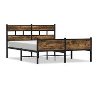 (smoked oak, 137 x 190 cm/ with headboard & high footboard) vidaXL Metal Bed Frame without Mattress Bed Base Bedstead Entertainment Centre