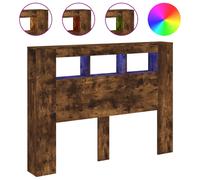 (smoked oak, 140 x 103.5 cm) vidaXL LED Headboard Bed Header Bedroom Storage Bed Headboard Engineered Wood