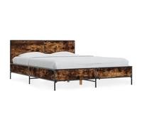 (smoked oak, 140 x 190 cm) vidaXL Bed Frame Home Bed Base Smoked Oak 140x190 cm Engineered Wood and Metal