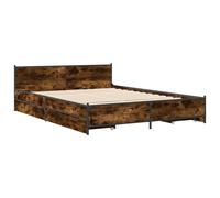 (smoked oak, 140 x 190 cm) vidaXL Bed Frame with Drawers Bed Base Mattress Foundation Engineered Wood