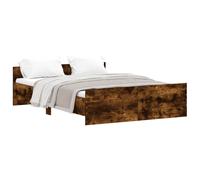 (smoked oak, 140 x 190 cm) vidaXL Bed Frame with Headboard and Footboard Mattress Foundation Bed Base