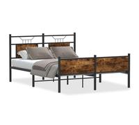 (smoked oak, 140 x 190 cm) vidaXL Bed Frame without Mattress Smoked Oak 90x190 cm Single Engineered Wood