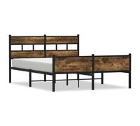 (smoked oak, 140 x 190 cm/ with headboard & high footboard) vidaXL Metal Bed Frame without Mattress Bed Base Bedstead Entertainment Centre