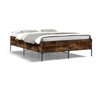 Bed Frame Base Smoked Oak 140x200 cm Engineered Wood and Metal vidaXL