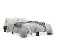 Bed Frame Home Base Smoked Oak 140x200 cm Engineered Wood and Metal vidaXL