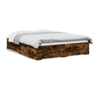 (smoked oak, 140 x 200 cm) vidaXL Bed Frame with Drawers Bed Base Grey Sonoma 140x200 cm Engineered Wood