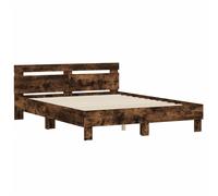 (smoked oak, 140 x 200 cm) vidaXL Bed Frame with Headboard Bed Base Mattress Foundation Engineered Wood