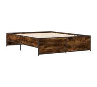 Bed Frame Smoked Oak 150x200 cm King Size Engineered Wood and Metal vidaXL