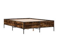 (smoked oak, 150 x 200 cm) vidaXL Bed Frame Home Bed Base Mattress Foundation Engineered Wood and Metal