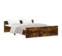 (smoked oak, 150 x 200 cm) vidaXL Bed Frame with Headboard and Footboard Mattress Foundation Bed Base