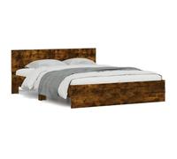 vidaXL Bed Frame without Mattress Smoked Oak 150x200 cm King Size - Brown, Brown