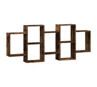 vidaXL 7 Shelf Smoked Oak Floating Wall Shelf