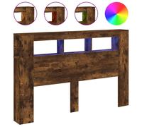 (smoked oak, 160 x 18.5 x 103.5 cm) vidaXL LED Headboard Bed Header Bedroom Storage Bed Headboard Engineered Wood