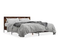 (smoked oak, 160 x 200 cm) vidaXL Bed Frame Home Bed Base Smoked Oak 140x190 cm Engineered Wood and Metal