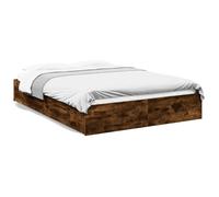 (smoked oak, 160 x 200 cm) vidaXL Bed Frame with Drawers Bed Black 135x190 cm Double Engineered Wood