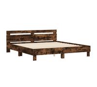 (smoked oak, 160 x 200 cm) vidaXL Bed Frame with Headboard Bed Base Mattress Foundation Engineered Wood