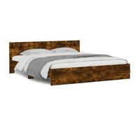 (smoked oak, 160 x 200 cm) vidaXL Bed Frame with Headboard Bedroom Bed Base Mattress Foundation Bedstead
