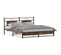 (smoked oak, 160 x 200 cm) vidaXL Bed Frame without Mattress Smoked Oak 90x190 cm Single Engineered Wood