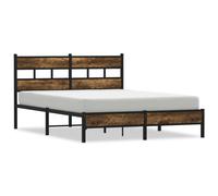 (smoked oak, 160 x 200 cm/ with headboard & low footboard) vidaXL Metal Bed Frame without Mattress Bed Base Bedstead Entertainment Centre