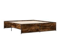 Bed Frame Smoked Oak 180x200 cm Super King Engineered Wood and Metal vidaXL