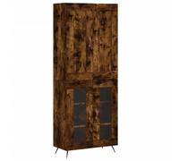 (smoked oak, 2 glass doors) vidaXL Highboard Sideboard Tall Storage Cabinet Side Cabinet Engineered Wood