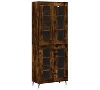 (smoked oak, 2 glass doors) vidaXL Highboard Sideboard Tall Storage Cabinet Side Cabinet Engineered Wood