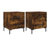 (smoked oak, 2 pcs) vidaXL Bedside Cabinet Bed Table Nightstand Concrete Grey Engineered Wood