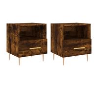 (smoked oak, 2 pcs) vidaXL Bedside Cabinet Bed Table Nightstand Side Table White Engineered Wood