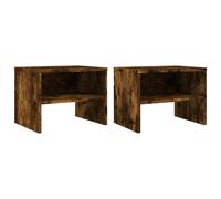 (smoked oak, 2 pcs) vidaXL Bedside Cabinet Home Telephone Nightstand Bed Table Engineered Wood
