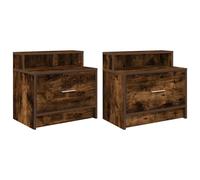 (smoked oak, 2 pcs) vidaXL Bedside Cabinet with Drawer Concrete Grey 51x31x47 cm bedside table