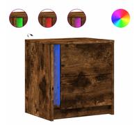 (smoked oak, 2 pcs) vidaXL Bedside Cabinet with LED Lights Nightstand Bed Table Engineered Wood