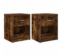 (smoked oak, 2 pcs) vidaXL Bedside Cabinets 2 pcs with Drawer Nightstand Bed Side Table