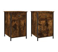(smoked oak, 2 pcs) vidaXL Bedside Cabinets Bedside Table Side Table 2 pcs Black Engineered Wood