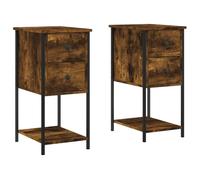 (smoked oak, 2 pcs) vidaXL Bedside Cabinets Nightstand Bed Table 2 pcs Smoked Oak Engineered Wood