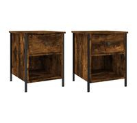 (smoked oak, 2 pcs) vidaXL Bedside Cabinets Nightstand Bed Table 2 pcs Sonoma Oak Engineered Wood