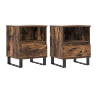 (smoked oak, 2 pcs) vidaXL Bedside Cabinets Nightstand Side Table Bed Cabinet Engineered Wood