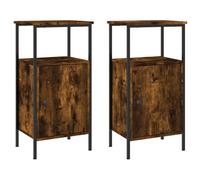 (smoked oak, 2 pcs) vidaXL Bedside Cabinets Side Table Nightstand 2 pcs Sonoma Oak Engineered Wood