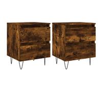 (smoked oak, 2 pcs) vidaXL Bedside Cabinets Side Table Nightstand 2 pcs Sonoma Oak Engineered Wood