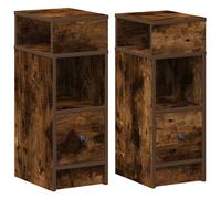 (smoked oak, 2 pcs) vidaXL Bedside Cabinets with Drawer Nightstand Bed Side Table Side Cabinet