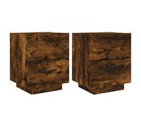 Bedside Cabinets with LED Lights Nightstand Bed Table Engineered Wood vidaXL