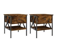 Vidaxl Bedside Tables 2 Pcs Smoked Oak 40X42X45 Cm Engineered Wood, Brown