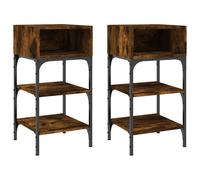 (smoked oak, 2 pcs) vidaXL Bedside Tables Side Table Nightstand 2 pcs Sonoma Oak Engineered Wood
