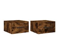 vidaXL Wall-mounted Bedside Cabinets 2 pcs Smoked Oak 35x35x20 cm