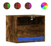 (smoked oak, 2 pcs) vidaXL Wall-mounted Bedside Cabinet with LED Lights Bed Cabinet